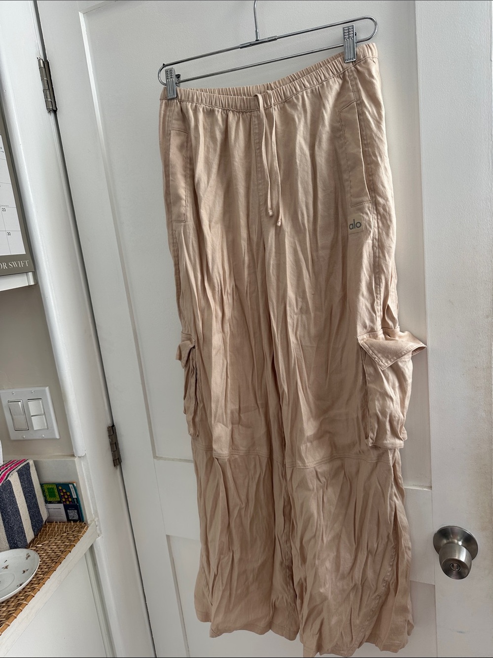 ALO Yoga Beige Cargo Sweatpants with Drawstring